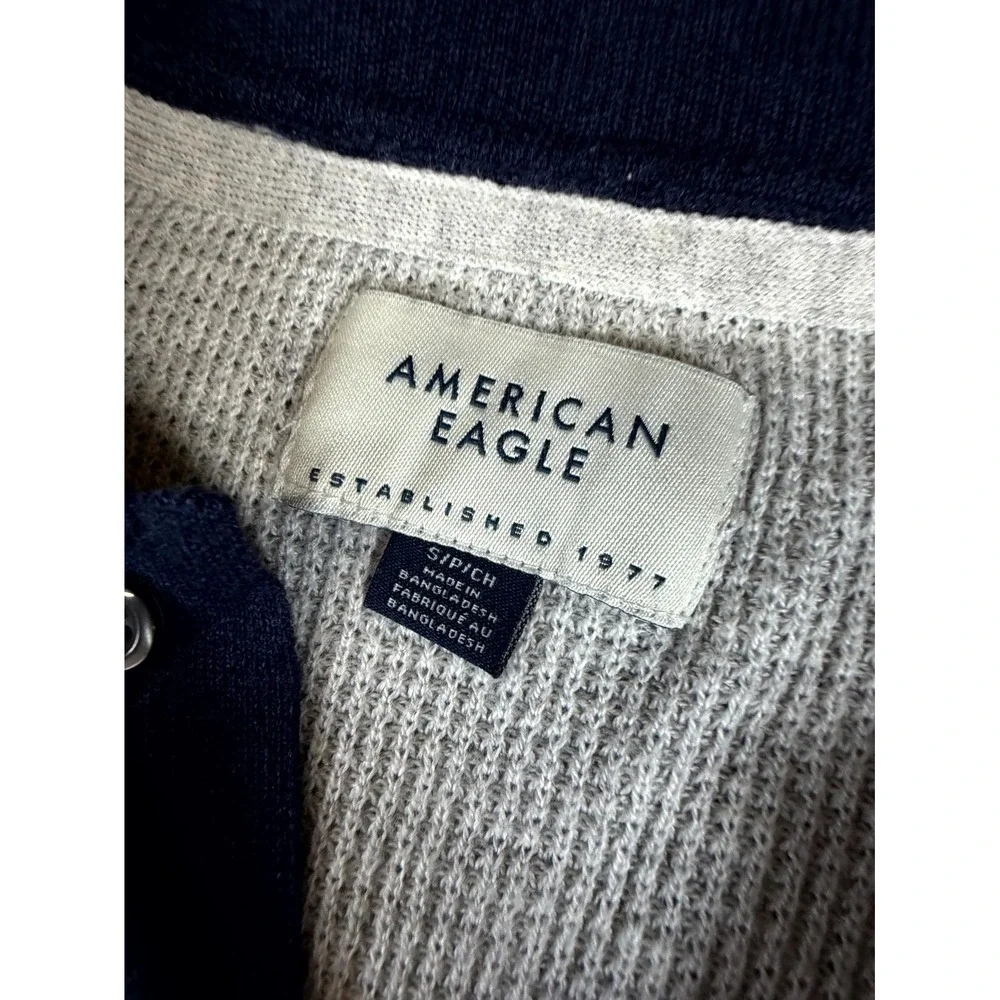 American Eagle Outfitters Shirt Men S Beige Cotton Camp Collar Knitted Button Up